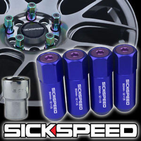 4 BLUE/PURPLE CAPPED ALUMINUM EXTENDED 60MM LOCKING LUG NUTS WHEELS 12X1.5 L01 #1 image