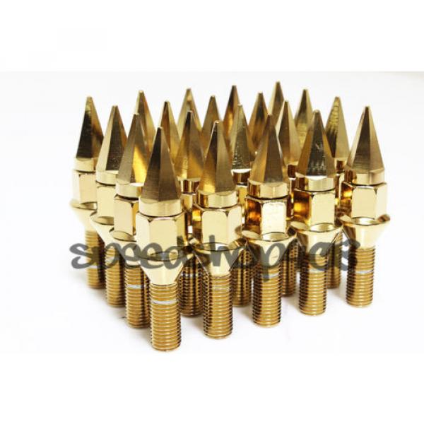 Z RACING 28mm Gold SPIKE LUG BOLTS 12X1.5MM MINI COOPER 02-06 Cone Seat #1 image