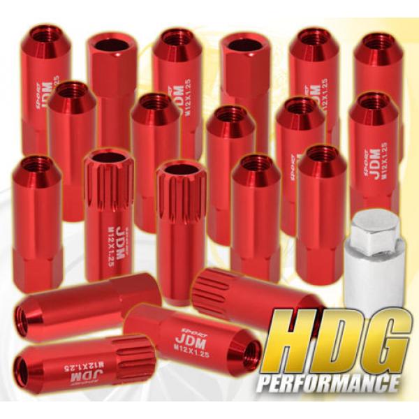 UNIVERSAL M12x1.25MM LOCKING LUG NUTS WHEELS EXTENDED ALUMINUM 20 PIECES SET RED #1 image