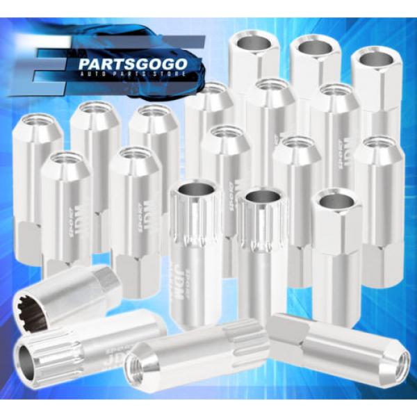 UNIVERSAL M12x1.25M EXTENDED CNC ALUMINUM JDM VIP LUG NUT LOCKING KEY SET SILVER #1 image