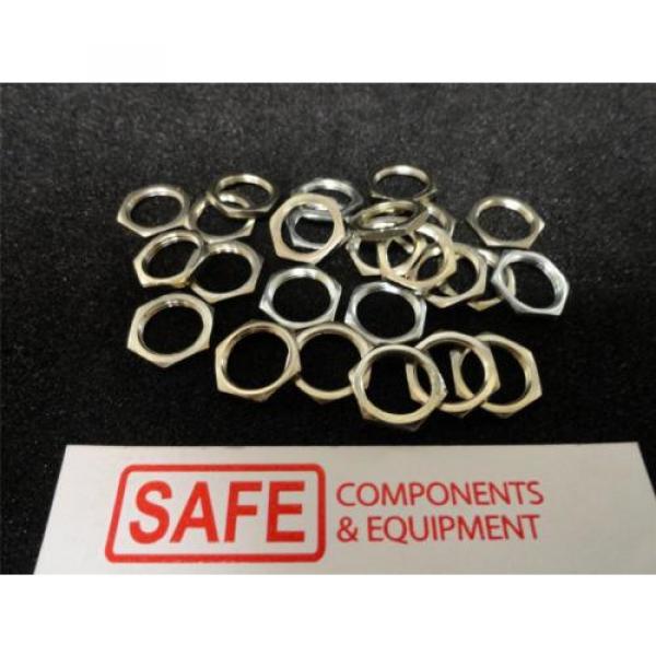 Panel Nut 12M 12mm Thread 14mm Hex 2mm Ht PLATED BRASS QTY-25 Jam Lock-Nuts P41 #1 image