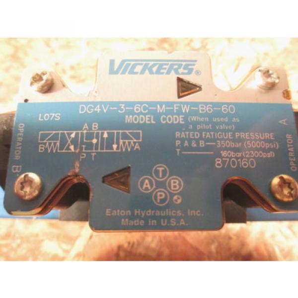 VICKERS EATON DUAL SOLENOID CONTROL / PILOT VALVE DG4V 3 6C M FWE B6 60 NOS Pump #2 image