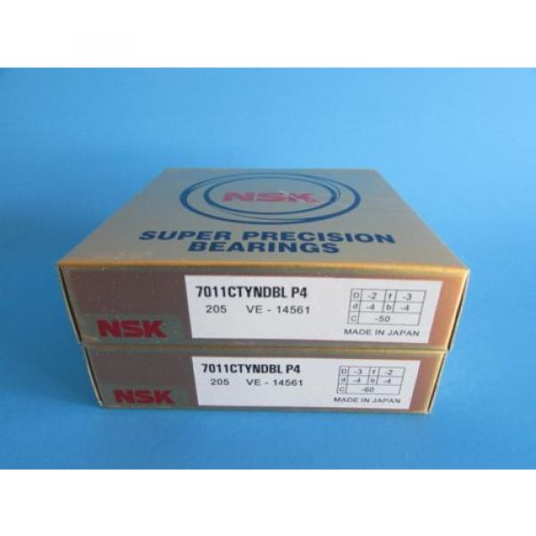 NSK7011CTYNDBL P4 ABEC-7 Super Precision Angular Contact Bearing. Matched Pair #1 image