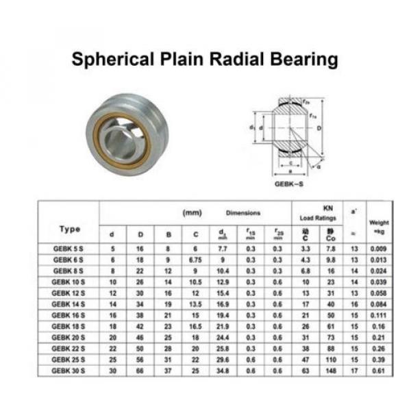 10pcs new GEBK6S PB6 Spherical Plain Radial Bearing 6x18x9mm ( 6*18*9 mm ) #2 image