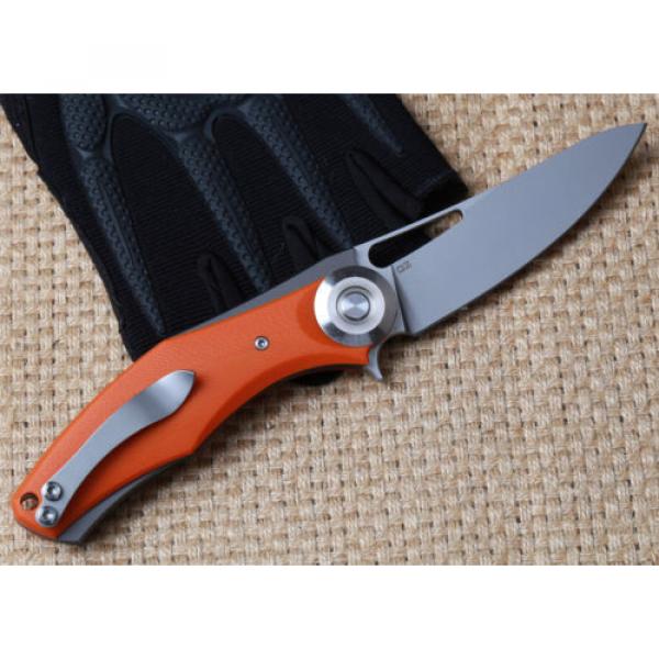 Smooth Open Hunting Orange G10 Handle D2 Plain Edge Tactical Knife Bearing Camp #3 image