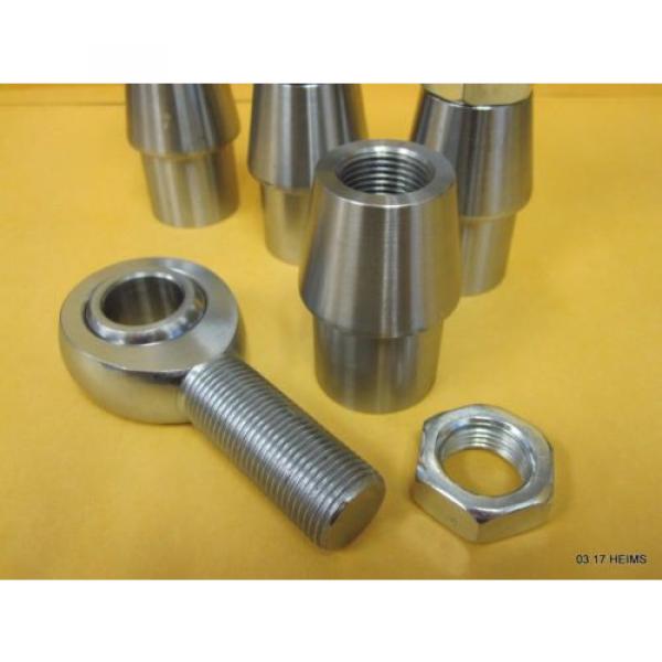 4-Link 1&#034;-16 x 3/4&#034; Bore Chromoly Rod End Heim Kit w. Jam Nut &amp; 1.25&#034; Taper Bung #4 image