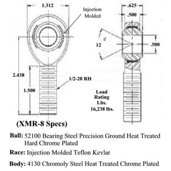 CHROMOLY 4 LINK 1/2 X 1/2-20 ROD END KIT HEIM JOINTS HEIMS ENDS #2 image