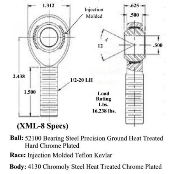 CHROMOLY 4 LINK 1/2 X 1/2-20 ROD END KIT HEIM JOINTS HEIMS ENDS #3 image