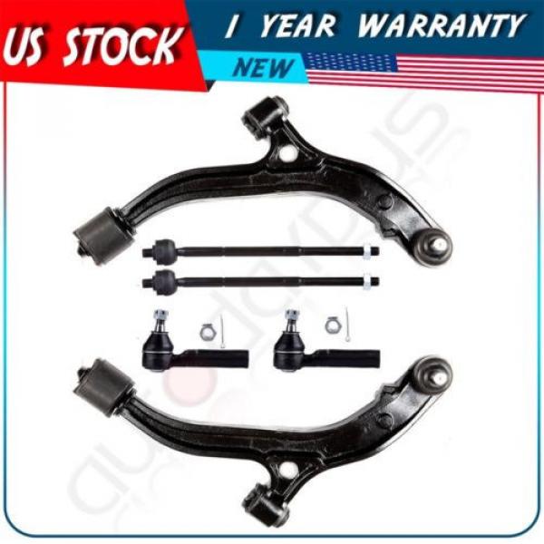 Suspension 2 Control Arm 2 Inner &amp; 2 Outer Tie Rod End for 96-00 Dodge Caravan #1 image