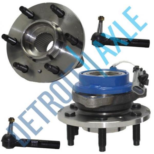 NEW 4 pc Kit 2 Front Wheel Hub and Bearing Assembly ABS 6 Bolt + 2 Outer Tie Rod #1 image