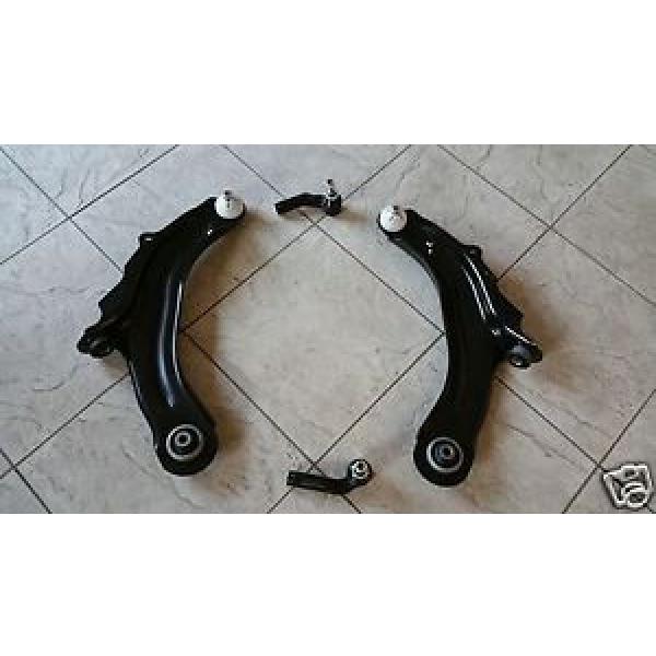 RENAULT MEGANE II 03&gt;TWO FRONT LOWER WISHBONES SUSPENSION ARMS+2 TRACK ROD ENDS #1 image