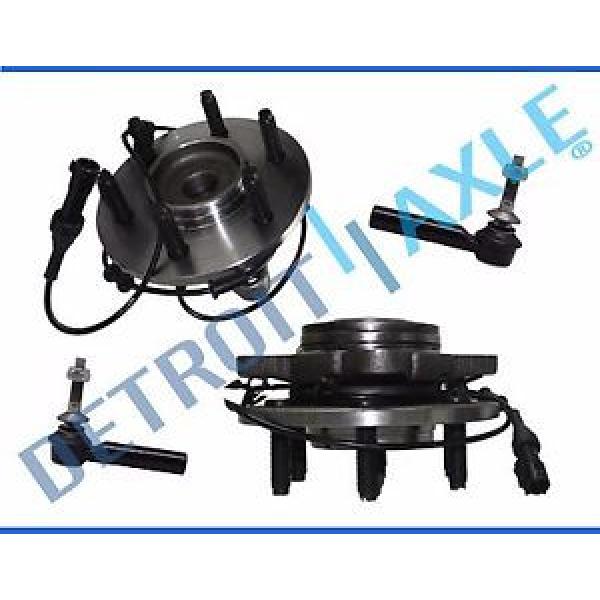 NEW 4pc Front Wheel Hub Bearing + Outer Tie Rod Kit Navigator Expedition ABS 2WD #1 image