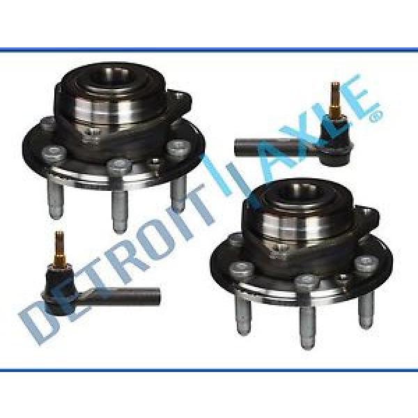 New Pair (2) Front Wheel Hub and Bearing Set + Front Outer Tie Rod Ends #1 image