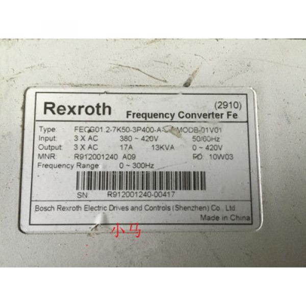 1pc Used Rexroth frequency converter 7.5KW 380V FECG01 2-7K50-3P400-A #2 image