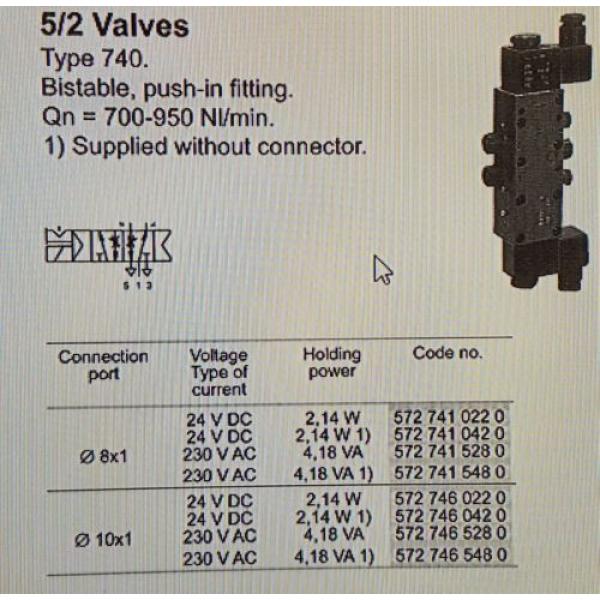 New Rexroth Pneumatik 572-746-042-0 Type 740 24 VDC 10 Bar Max #1 image