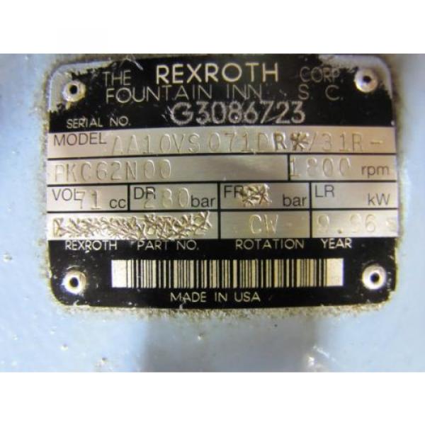 REXROTH AA10VS071DR*/31RPKC62N00 HYDRAULIC 2&#034; INLET 1&#034; OUTLET 11/4&#034; SHAFT Pump #3 image